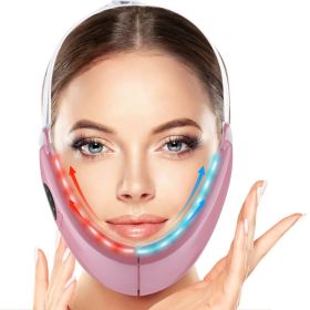 Current color light beauty face-lifting instrument intelligent voice broadcast massage hot compress lift V-shaped face-lift (select: BNGV-pink)