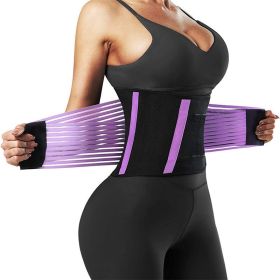 Waist Trainer Belt Elastic Slimming Body Shaper Fitness Belt Sport Girdle Workout Shapewear for Women Personal Health Care TK (Color: PURPLE, size: S)