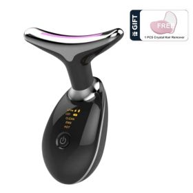 Face Massager Anti-Wrinkle Face Device 3 Modes 45Â°C Neck Lifting Massagers LED High Frequency Beauty Instrumen EMS Face Massage for Women (Color: Black, Quantity: 2)