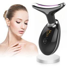 Face and Neck Massager 3 Colors EMS Beauty Device Lifting Tighten Facial Massagers Wrinkle Remover Reduce Double Chin Devices for Woman (Color: Black)