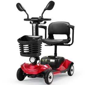 Foldable Electric Mobility Scooter with Light and Basket â€“ Compact 4-Wheel Travel Wheelchair for Easy Mobility and Perfect Christmas Gift (Color: as picture)